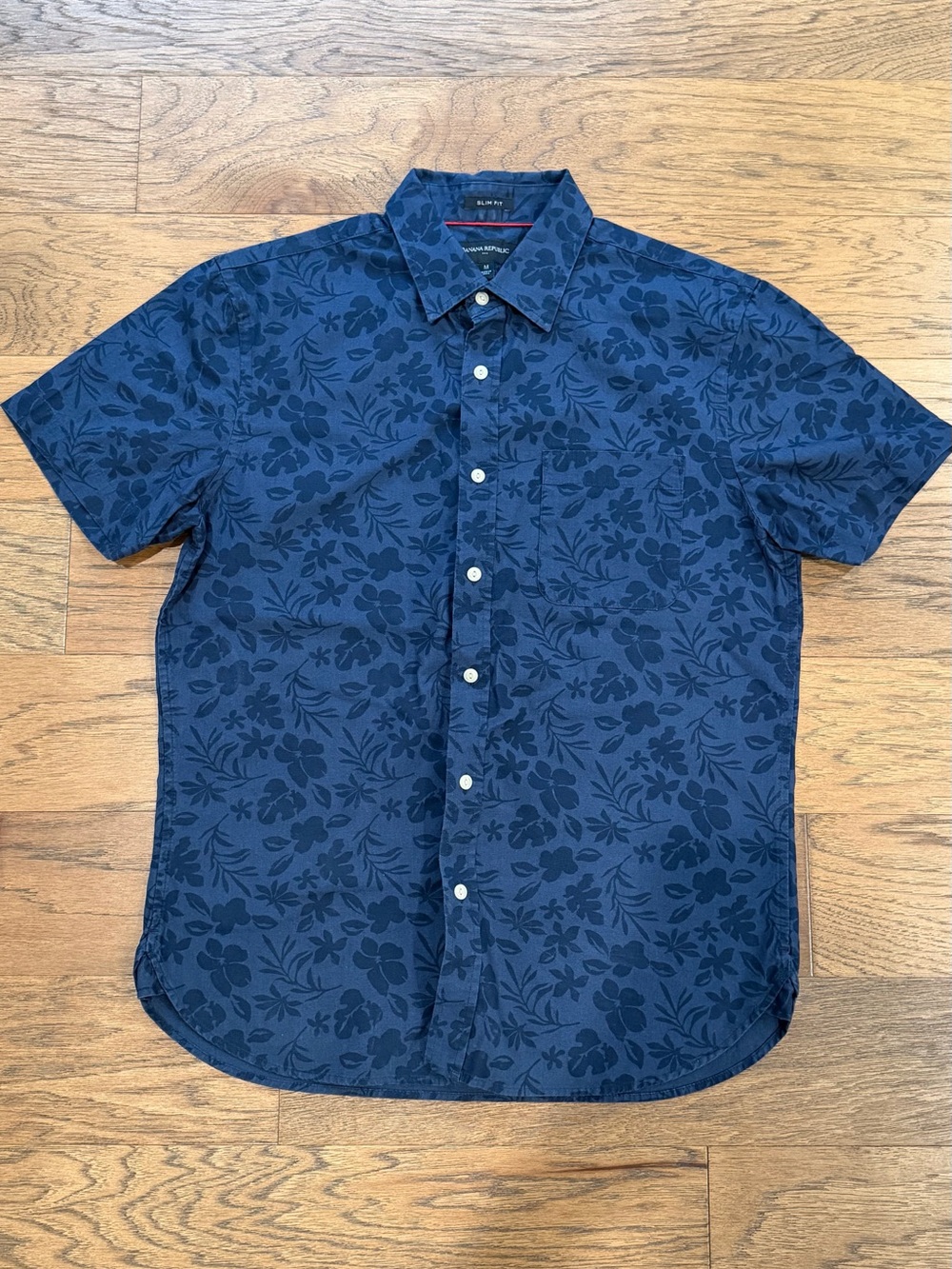 Banana Republic Men's Short-Sleeve Floral Button-Up Shirt - Navy